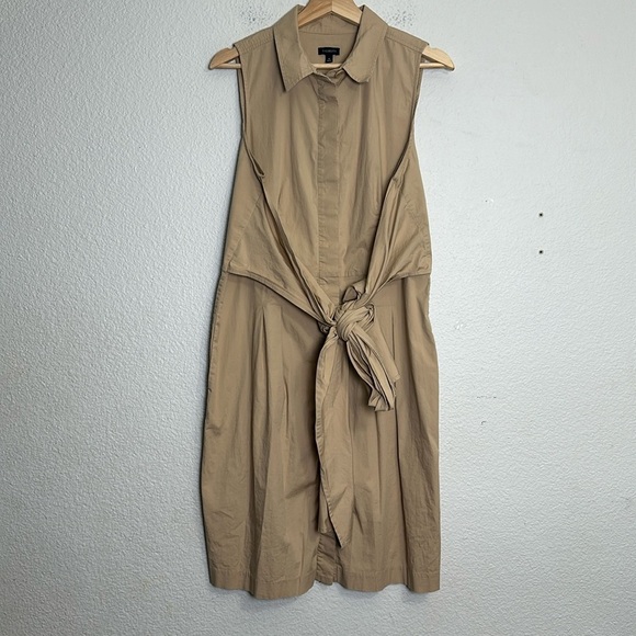 Talbots Expedition Safari Tan Sleeveless Midi Button Down Womens Dress Size 14 - Picture 1 of 12
